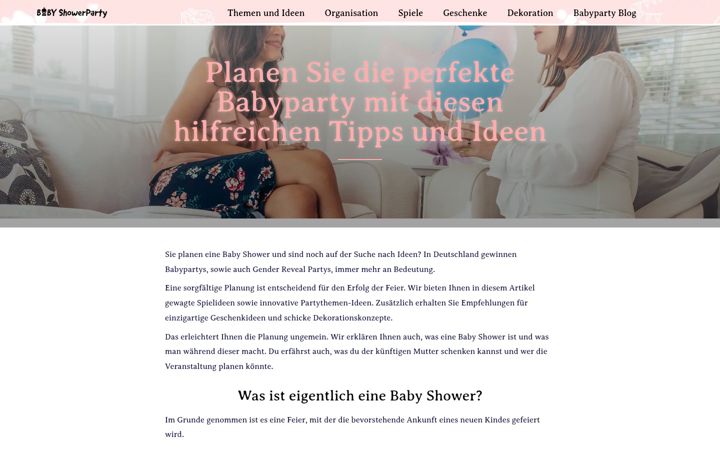 Snímek obrazovky baby-showerparty.de