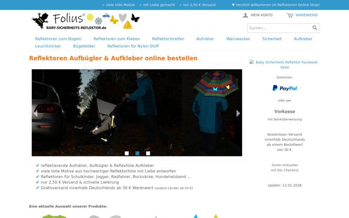 Snímek obrazovky baby-sicherheits-reflektor.de
