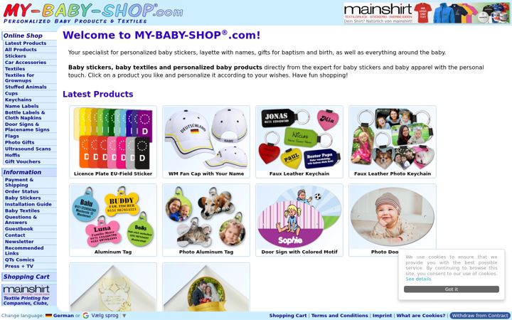 Screenshot of baby-universum.com