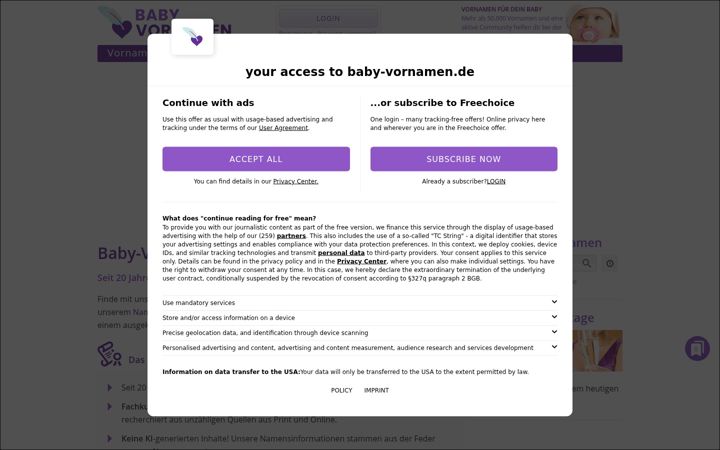 Screenshot of baby-vornamen.de
