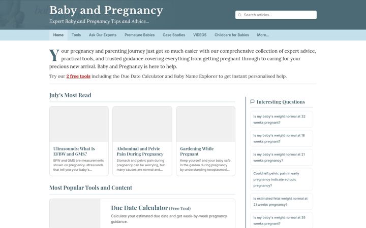 Screenshot of babyandpregnancy.co.uk