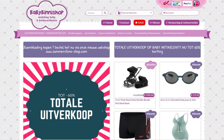 Екранна снимка на babybinnishop.be