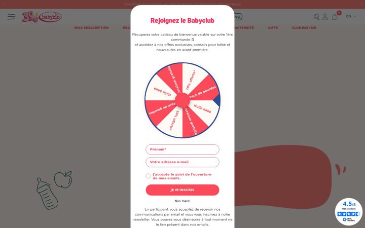 Ekraanipilt saidist babybio.fr