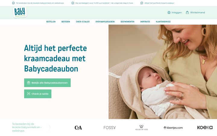 Capture d'écran de babycadeaubon.nl
