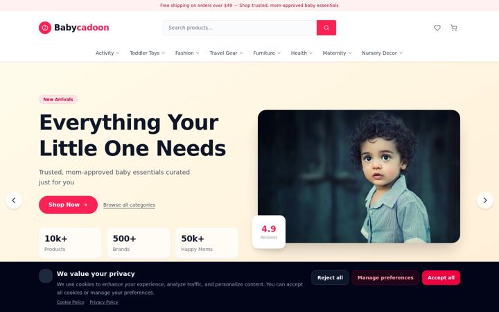 Screenshot of babycadoon.com
