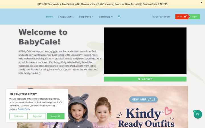 Skjámynd af babycale.com.au