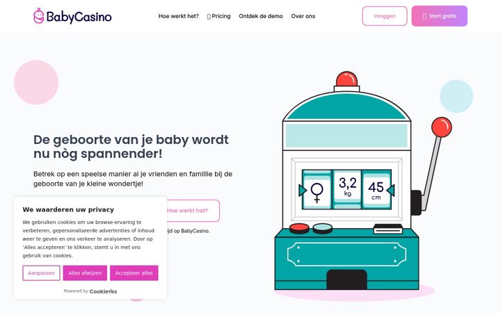 Екранна снимка на babycasino.be