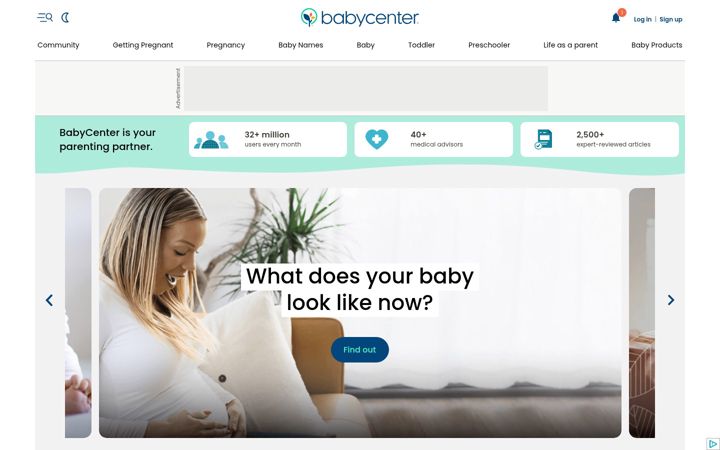 Screenshot of babycenter.com.au