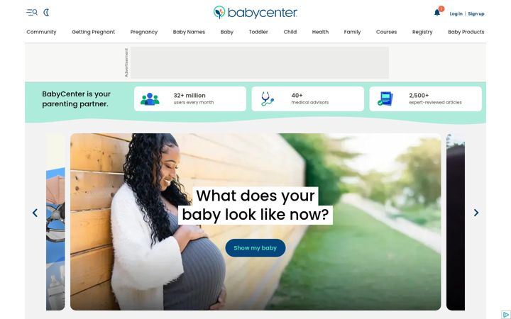 Skjermbilde av babycenter.com