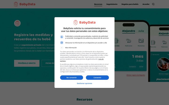 Zrzut ekranu babydata.es