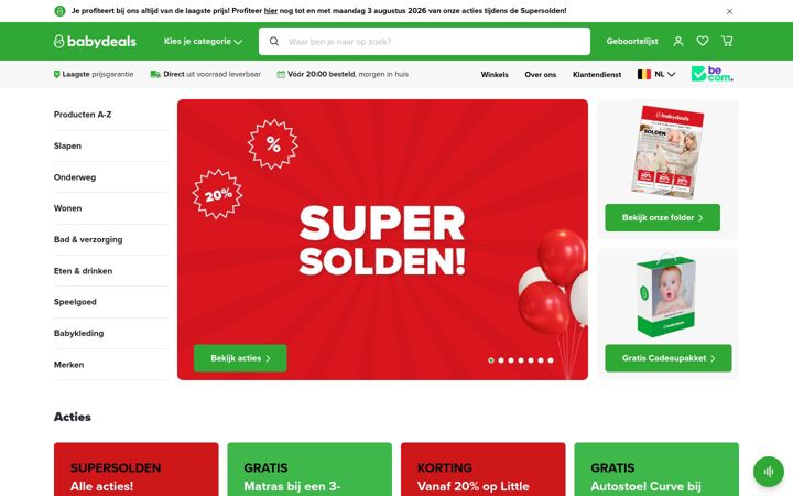 Екранна снимка на babydeals.be