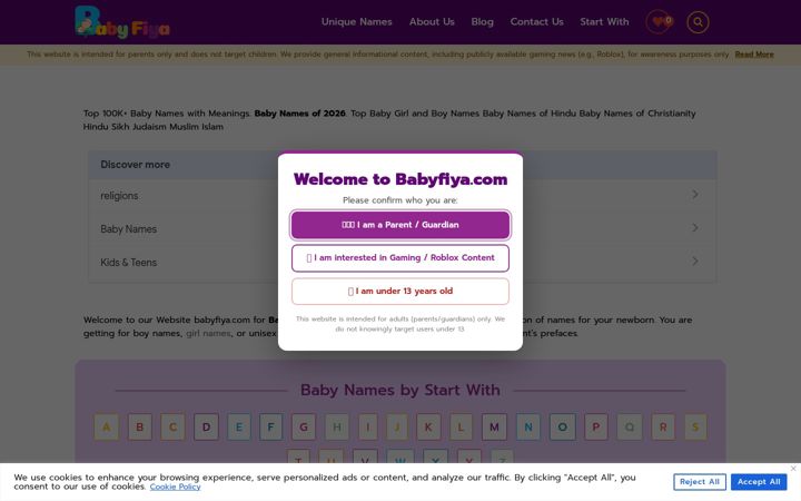 Screenshot of babyfiya.com