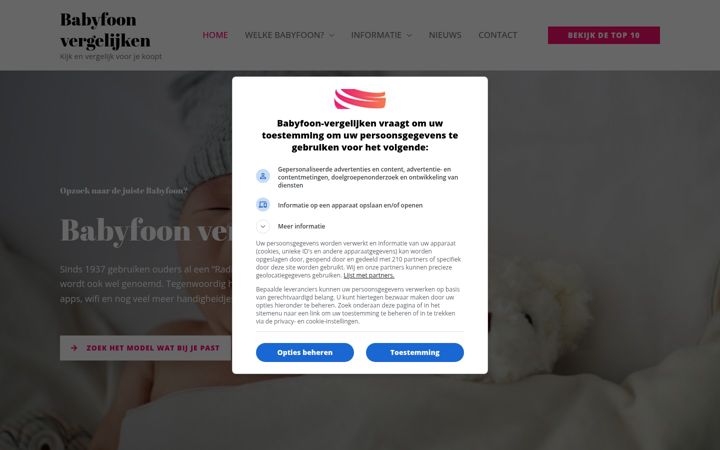 Capture d'écran de babyfoon-vergelijken.nl