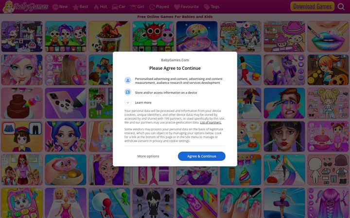 Screenshot of babygames.com
