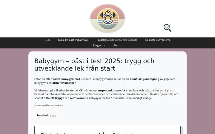 Screenshot of babygymmen.se