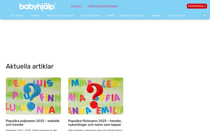 Ekrano kopija babyhjalp.se