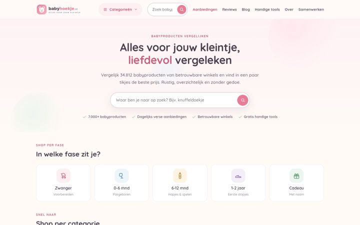 Capture d'écran de babyhoekje.nl