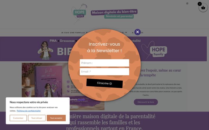 Ekraanipilt saidist babyhope.fr