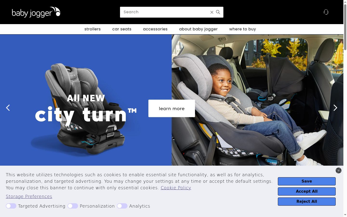 Screenshot of the consent banner shown before any interaction