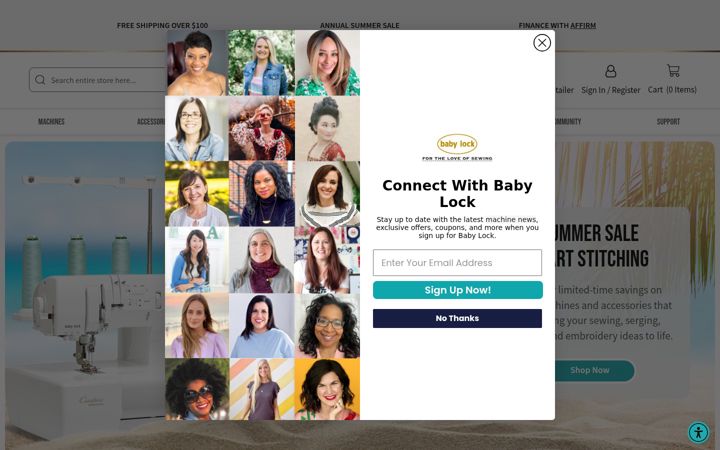 Snímek obrazovky babylock.com