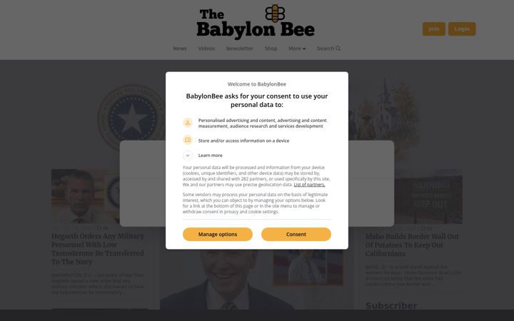 Capture d'écran de babylonbee.com