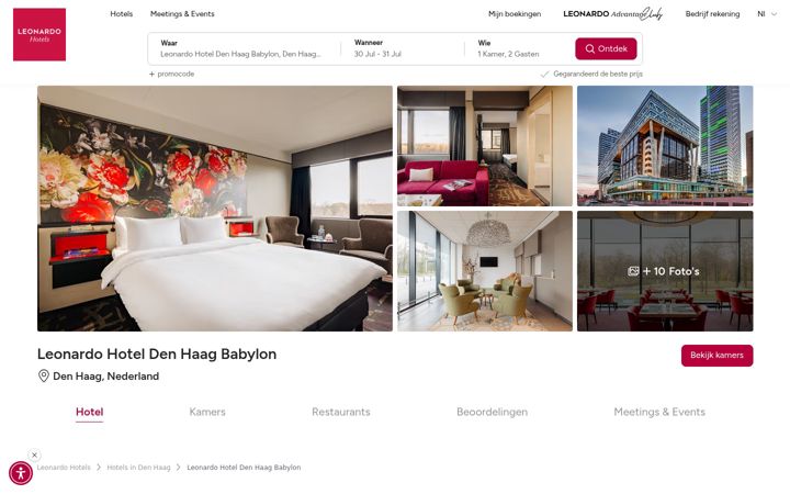 Screenshot of babylonhoteldenhaag.com