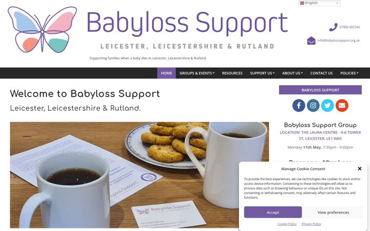 Capture d'écran de babylosssupport.org.uk