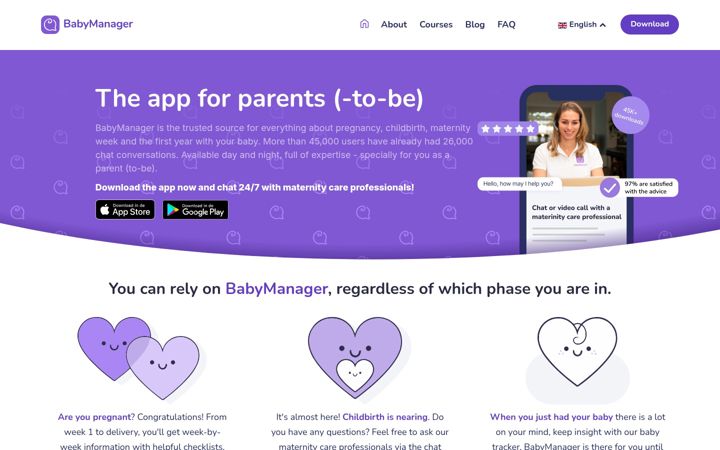 Ekraanipilt saidist babymanager.nl