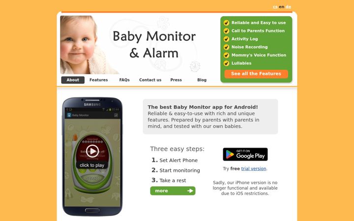 Screenshot of babymonitoralarm.info