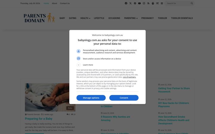Screenshot of babyology.com.au