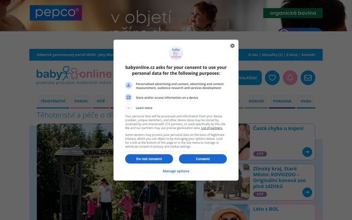 Screenshot of babyonline.cz