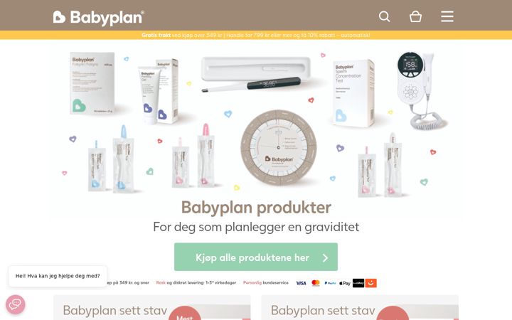 Screenshot of babyplan.no