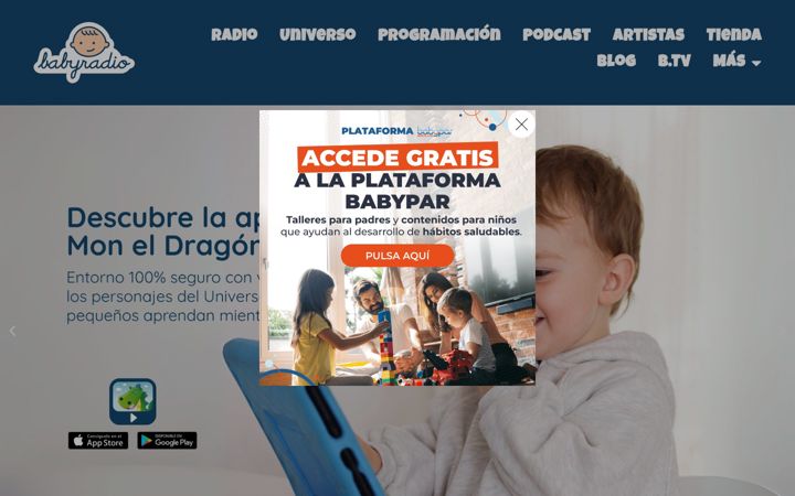 Ekrānuzņēmums no babyradio.es