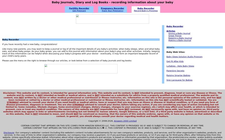Screenshot of babyrecorder.com