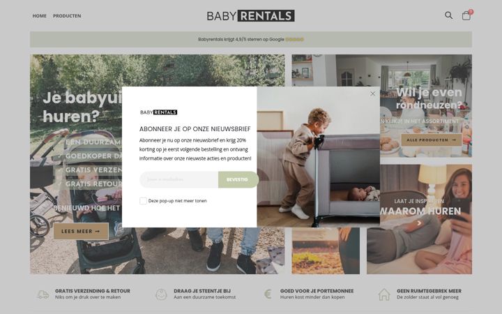 Screenshot ta' babyrentals.nl
