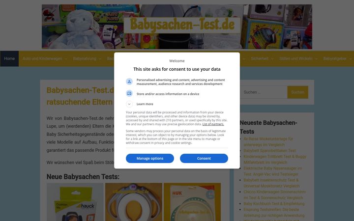 Képernyőkép: babysachen-test.de