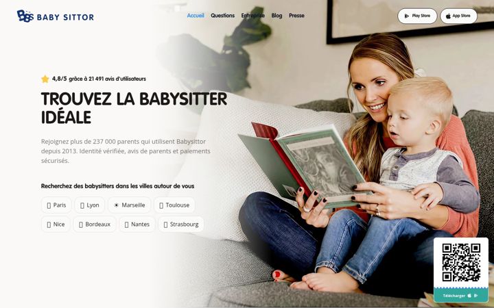 Screenshot of babysittor.com