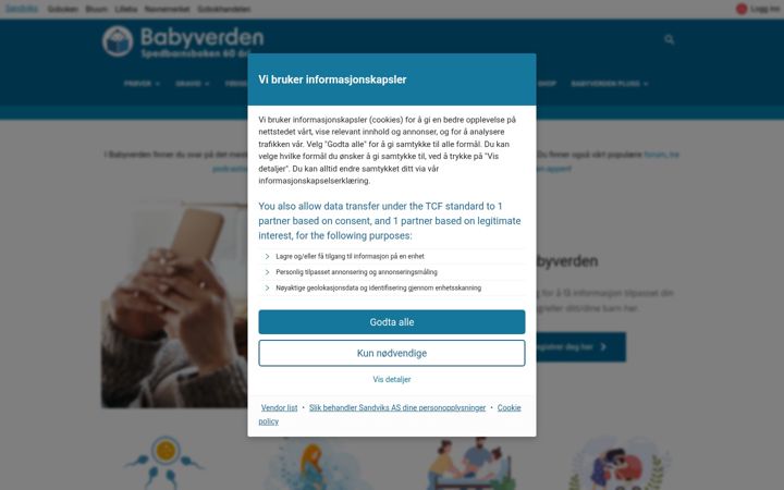 Screenshot of babyverden.no