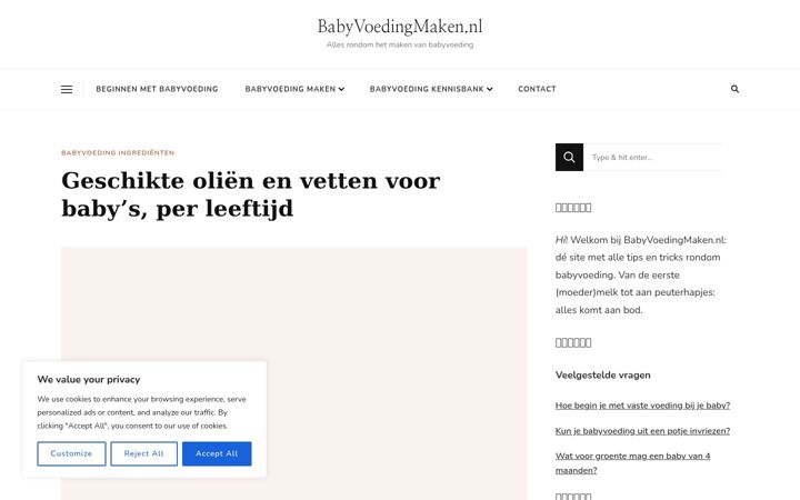 Snimka zaslona za babyvoedingmaken.nl