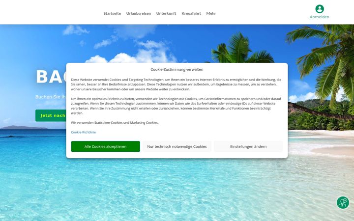 Screenshot of baca-reisen.de