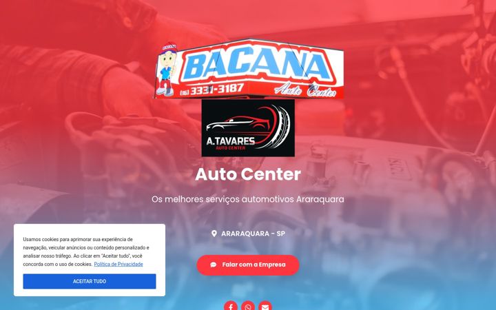 Kuvakaappaus sivustosta bacanaautocenterararaquara.com.br