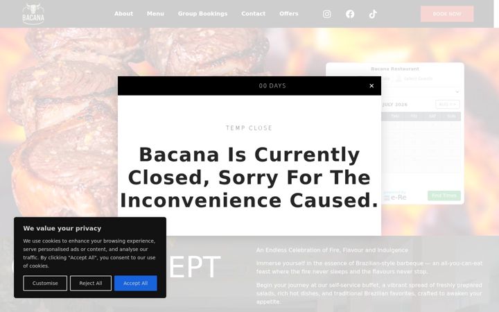 Screenshot of bacanarestaurant.co.uk