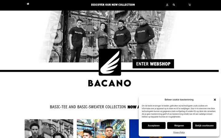 Screenshot of bacanoclothing.com