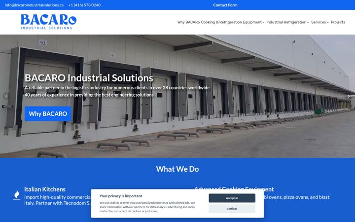 Screenshot of bacaroindustrialsolutions.ca