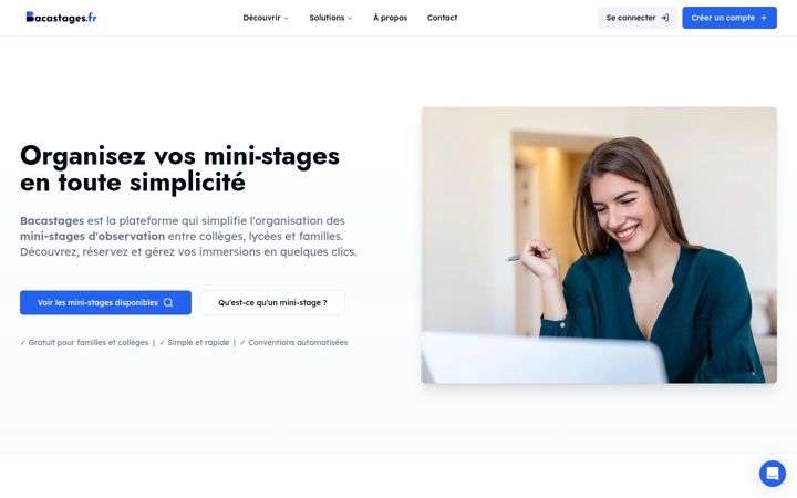 Screenshot of bacastages.fr