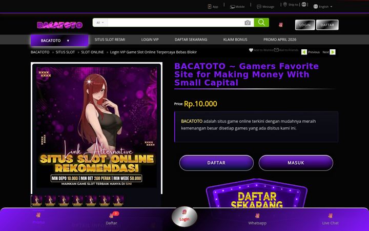 Screenshot of bacatoto.com