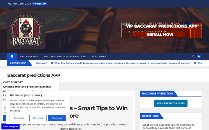Screenshot of baccaratpredictions.com