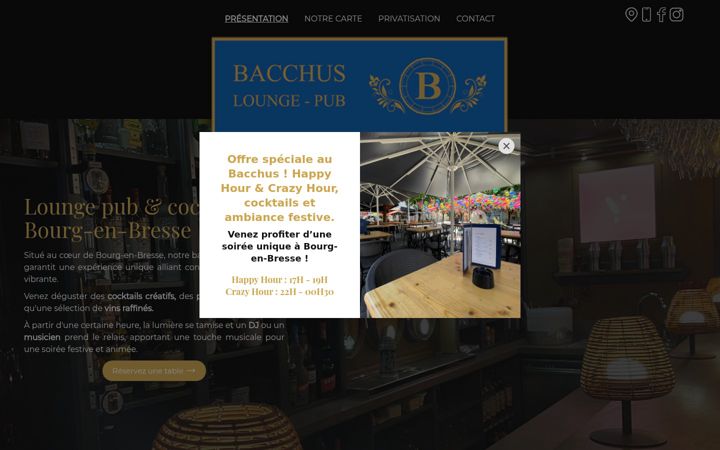 Screenshot of bacchus-pub.fr