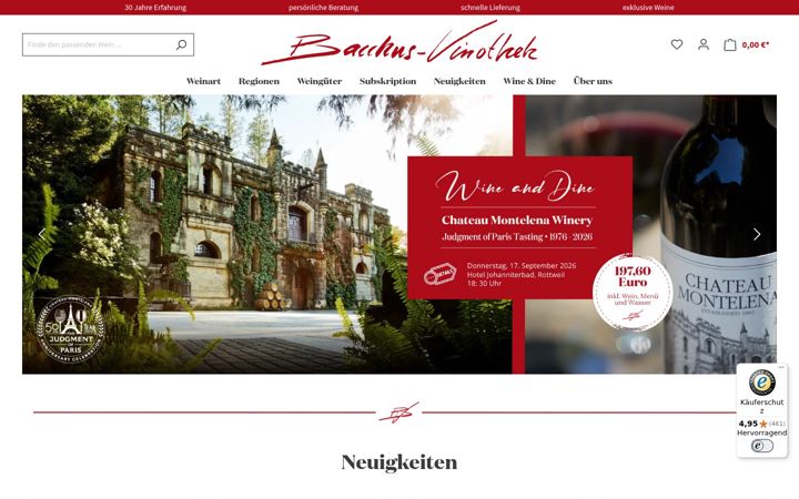 Screenshot of bacchus-vinothek.de