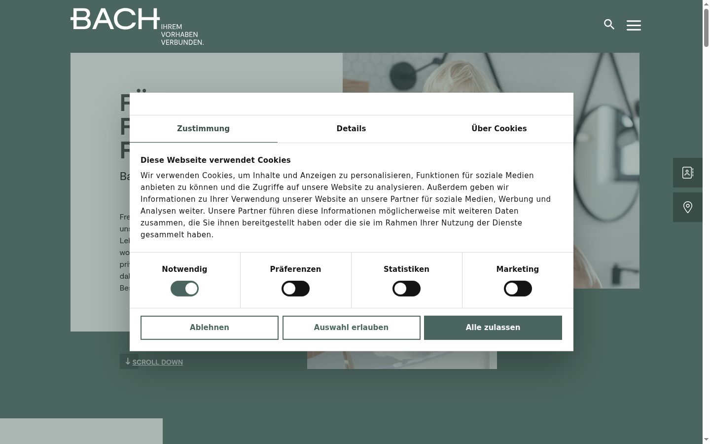 Screenshot del banner di consenso mostrato prima di qualsiasi interazione